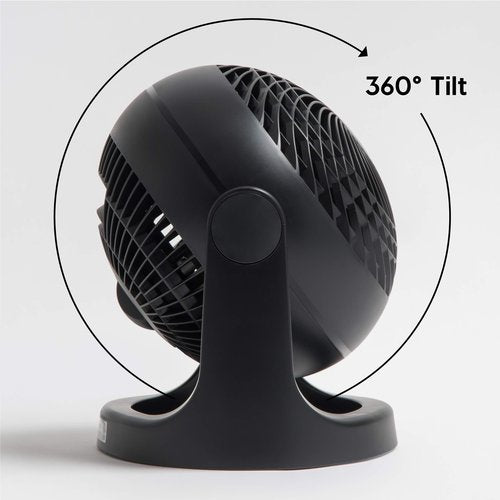 IRIS USA WOOZOO Desk Fan, Air Circulator, 3 Speeds, 52ft Max Air Distance, 360° Adjustable Tilt, 30 db Quiet Motor, Fan for Bedroom, Office, Dorm, Medium, Black