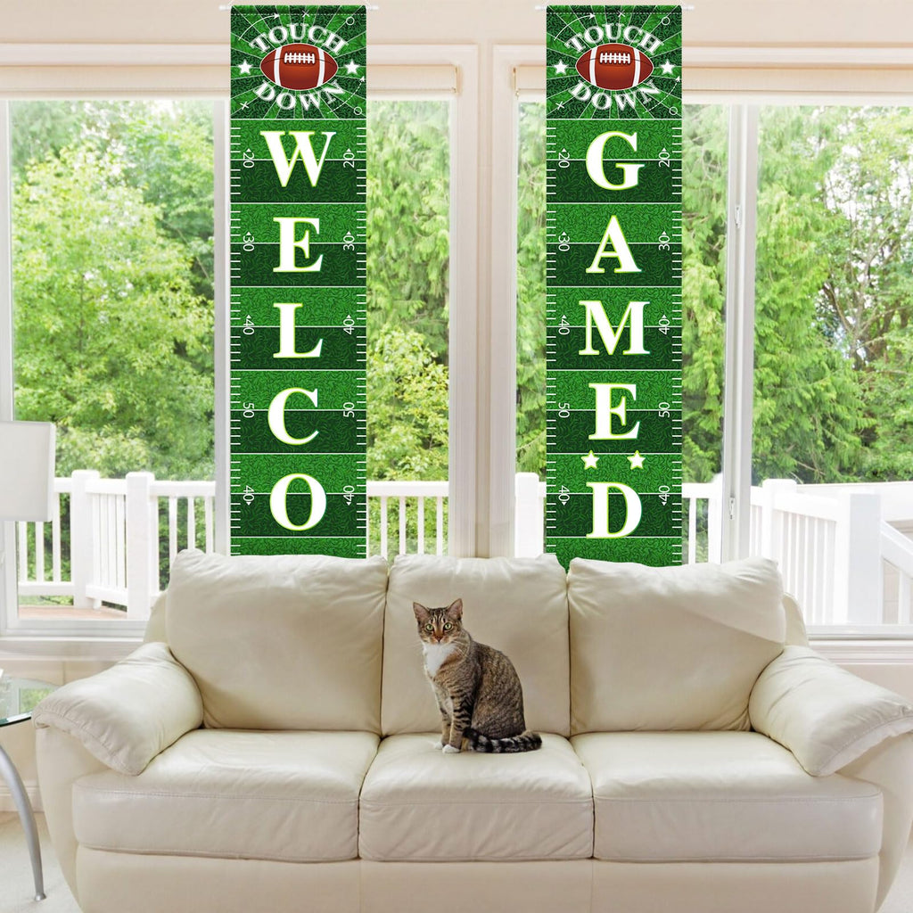 Football Porch Sign Banner Welcome Hanging Door Banner for Sport Theme Party Football Rugby Welcome Game Day Festival Party Decoration Supplies