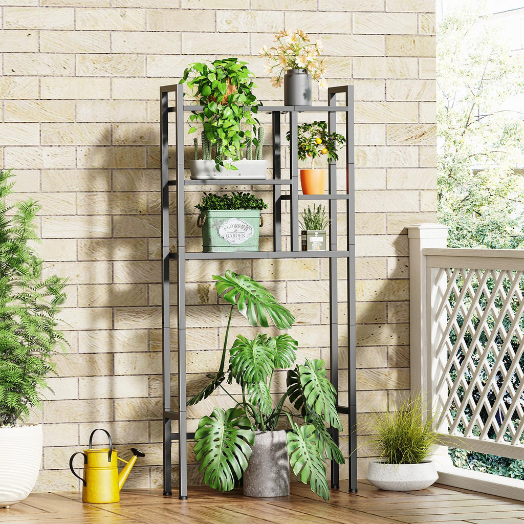 Asgolion Over The Toilet Storage Rack, 3-Tier Bathroom Organizer Over Toilet, Wooden Above Toilet Storage Shelf, Space Saver, Freestanding Bathroom Storage Metal Shelf, Easy to Assemble, Black