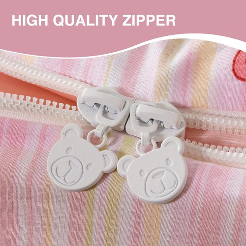 A Nice Night Zipper Bedding Pink Bow Printed on Colorful Rainbow Background Zippered Kids Comforter Set,Seersucker Chic Style Ultra Soft,Twin