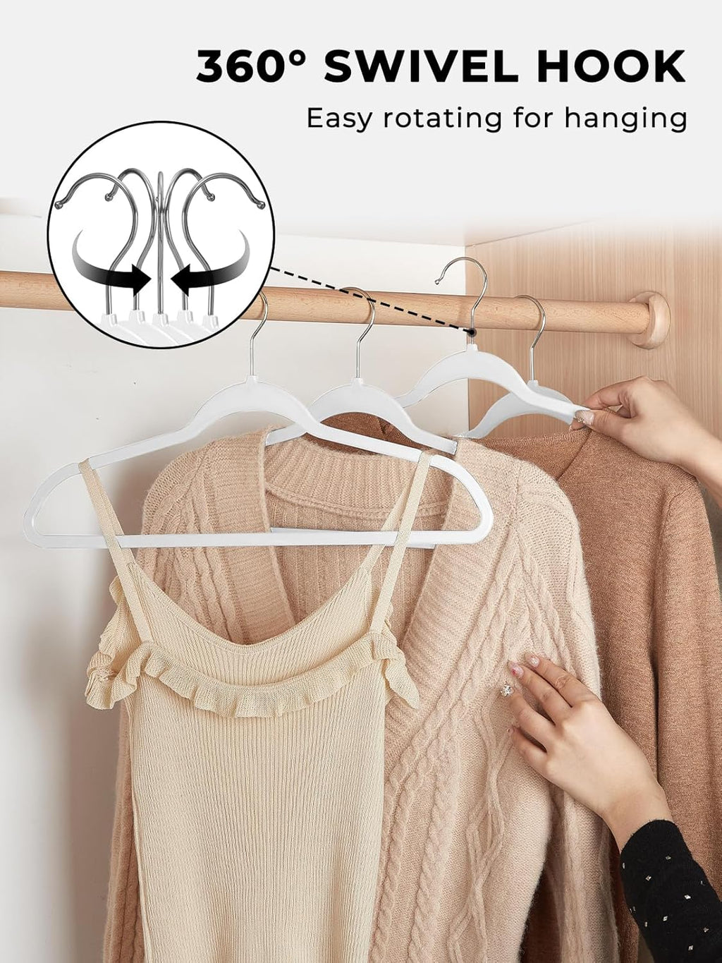 SMARTOR Plastic Hangers 50 Pack - Heavy-Duty, Space-Saving Slim Hangers | Durable & Lightweight - White