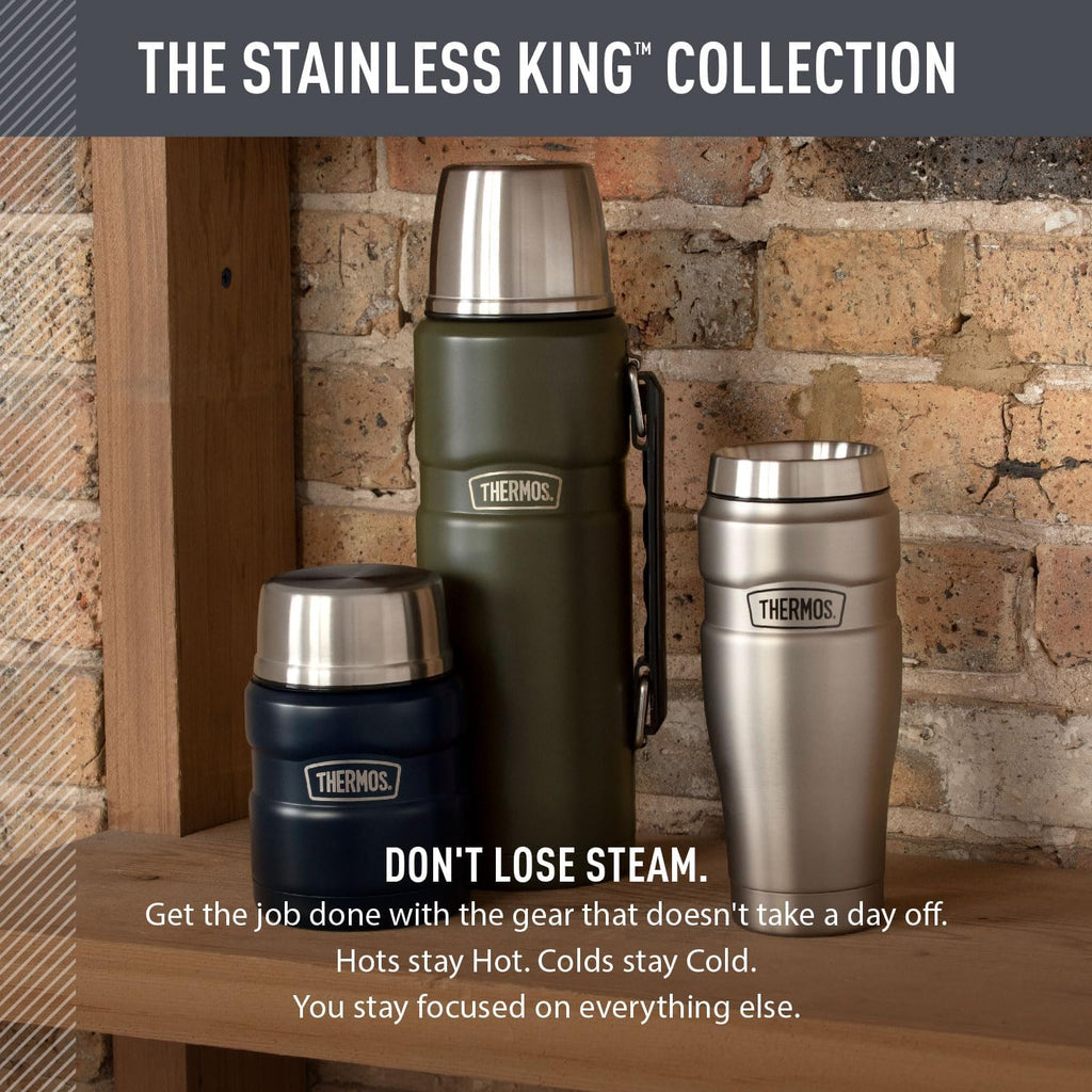 THERMOS Stainless King Vacuum-Insulated Beverage Bottle - 40 Ounce | Matte Stainless Steel Finish