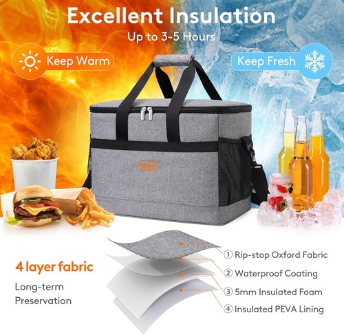Lifewit Cooler Bag - Insulated & Collapsible Soft Tote for 30/50/60 Cans | Leakproof for Camping & BBQ