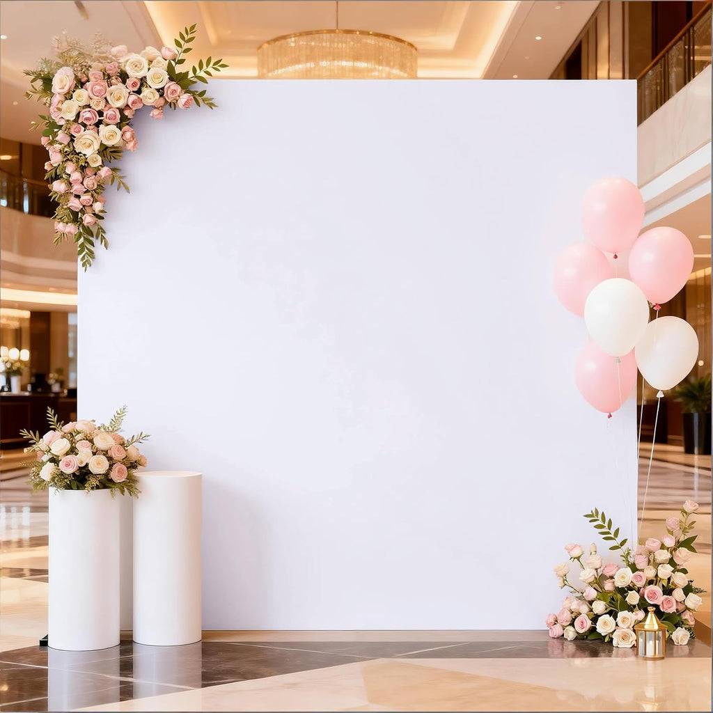 Skiennix 6.6 x 6.6 FT White Spandex Backdrop Cover - Perfect for Weddings, Parties & Photography