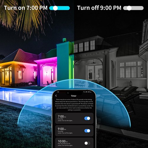 KSIPZE Outdoor led Strip Lights Waterproof IP68, RGB Outdoor led Lights with Button & Bluetooth App Control, Music Sync, Timer, Exterior Led Rope Lights for Decor Balcony, Roof, Garden, Pool
