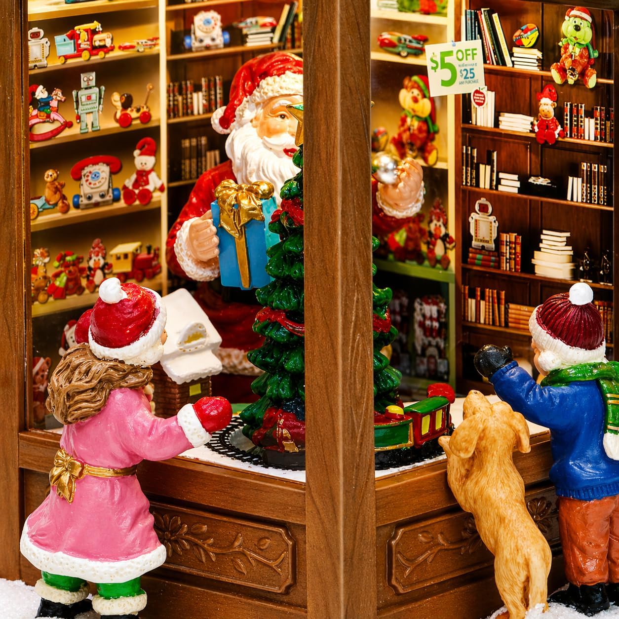 Moments In Time Lighted Santa’s Christmas Village Shop - LED Lights & Music | 8.8” Holiday Decoration