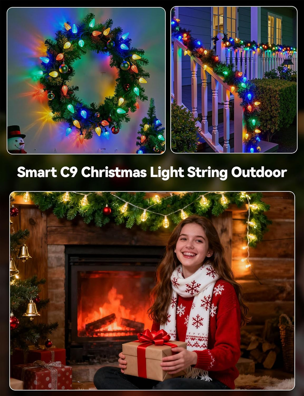 Minetom Smart C9 Christmas Lights - 100 LED Color Changing Fairy Lights | App Control & Music Sync, 99FT