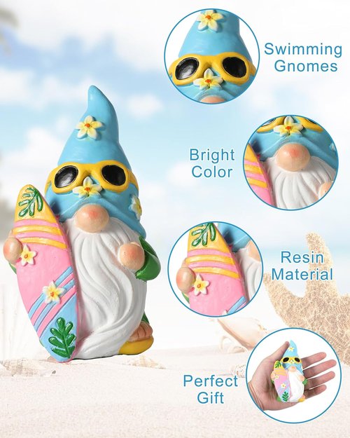 iStatue Pool Gnomes - 2PCS Hand-Painted Funny Resin Statues | Beach Summer Decor for Garden & Poolside