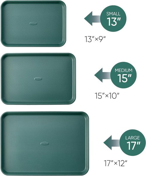 CAROTE 3-Piece Baking Pan Set - Durable Bakeware Set with 13", 15", & 17" Cookie Sheets in Deep Olive Green