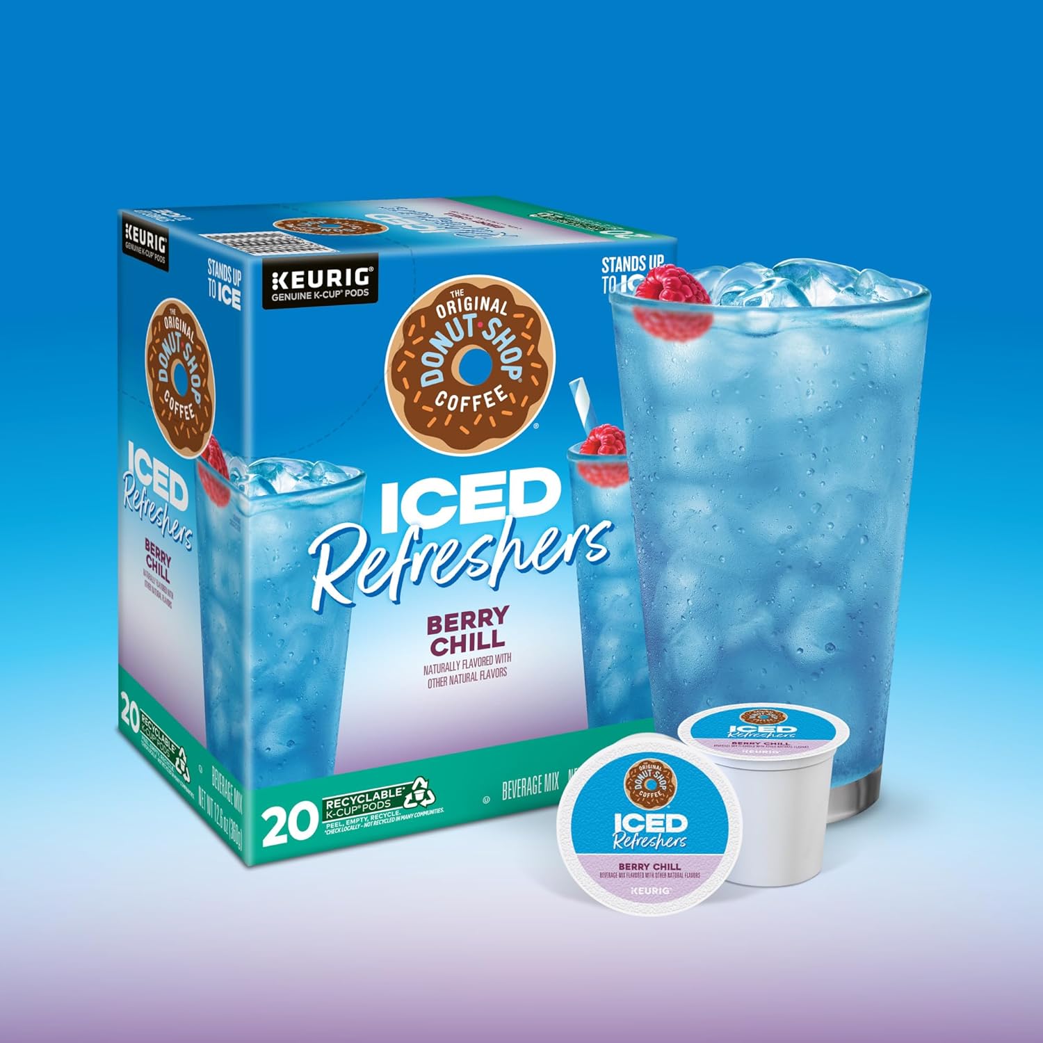 Original Donut Shop Iced Refreshers - Berry Chill Brew Over Ice K-Cup Pods | 20-Count Box