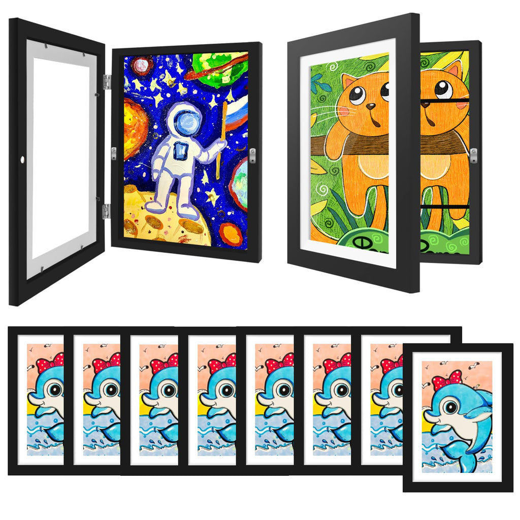TolleSonne 8 Pack Kids Artwork Frames Changeable, 8.5x11in Kids Art Frames Front Opening, Children Art Projects Kids Art Frames Picture Frames for Kids Drawing, Crafts and Photos, Holds 130 Pcs