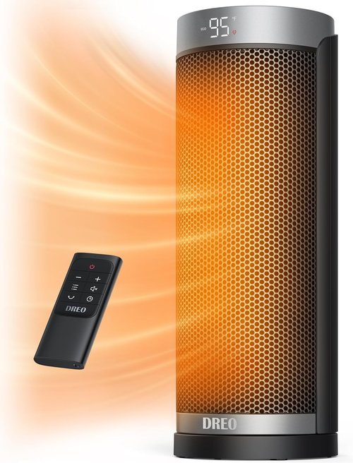 DREO 1500W Space Heater - Fast Heating PTC Ceramic with Remote & 70° Oscillation | Ideal for Office & Bedroom