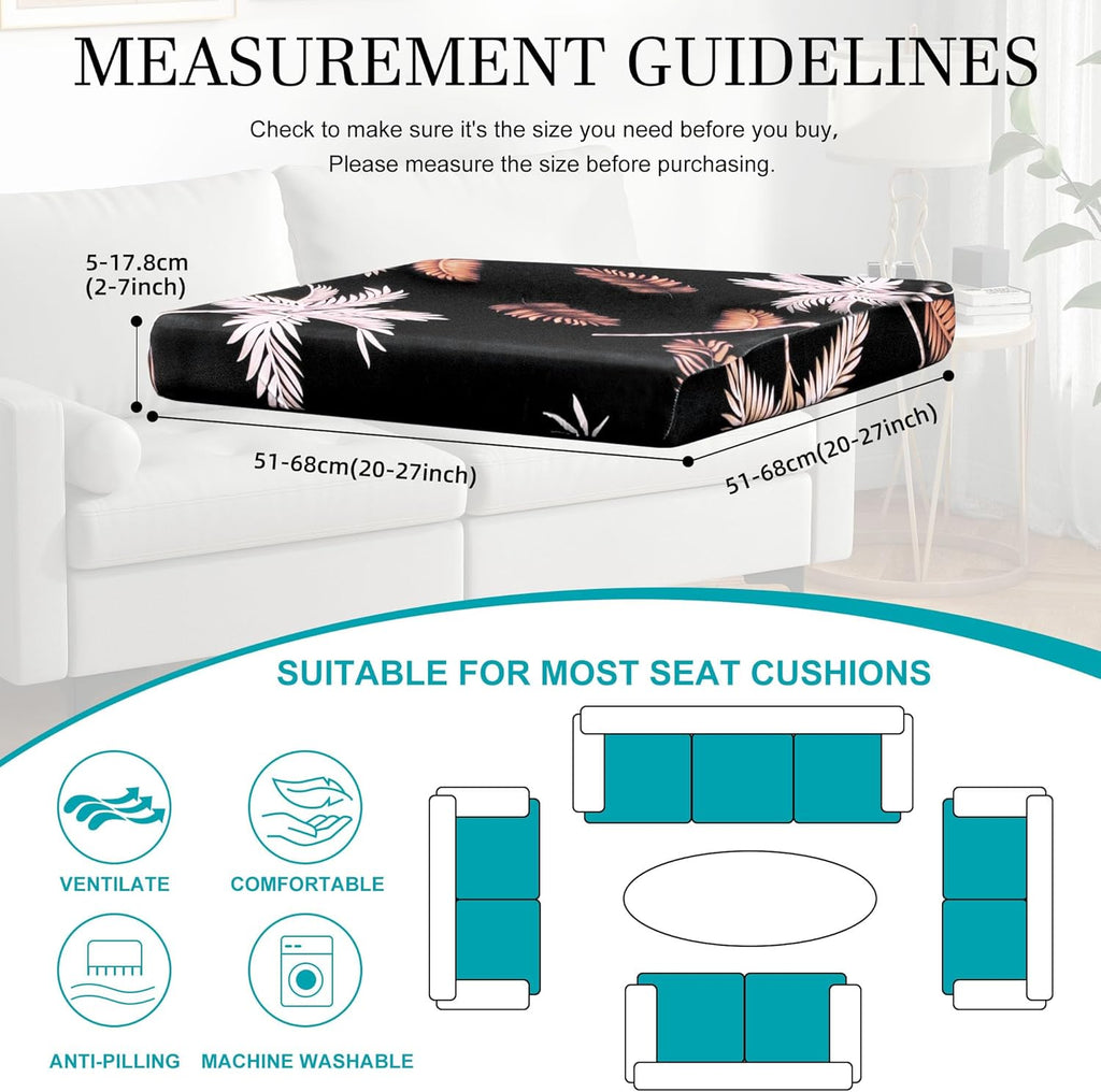 Skiennix 14-Piece Stretch Patio Cushion Covers - Washable Outdoor Sofa Slipcovers | Coconut Trees Design