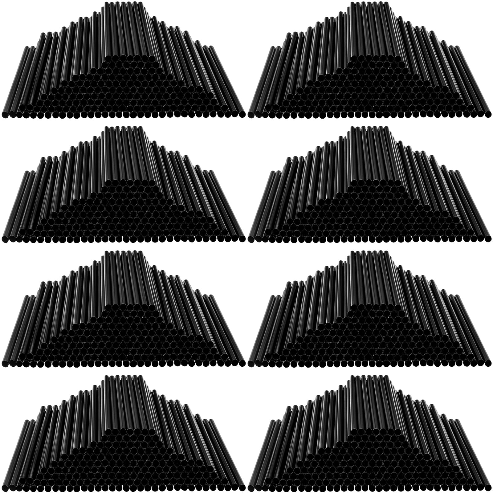 Hoolerry 2000 Pcs Disposable Drinking Straws Bulk Long Plastic Straws 8.25" Long and 0.25'' Diameter for Cocktail Drink Cups Juice(Black)