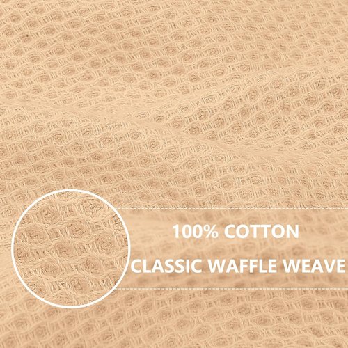 Homaxy 100% Cotton Waffle Weave Dish Towels - Ultra Soft & Absorbent, Quick Drying | 13 x 28 Inches, 4-Pack, Apricot