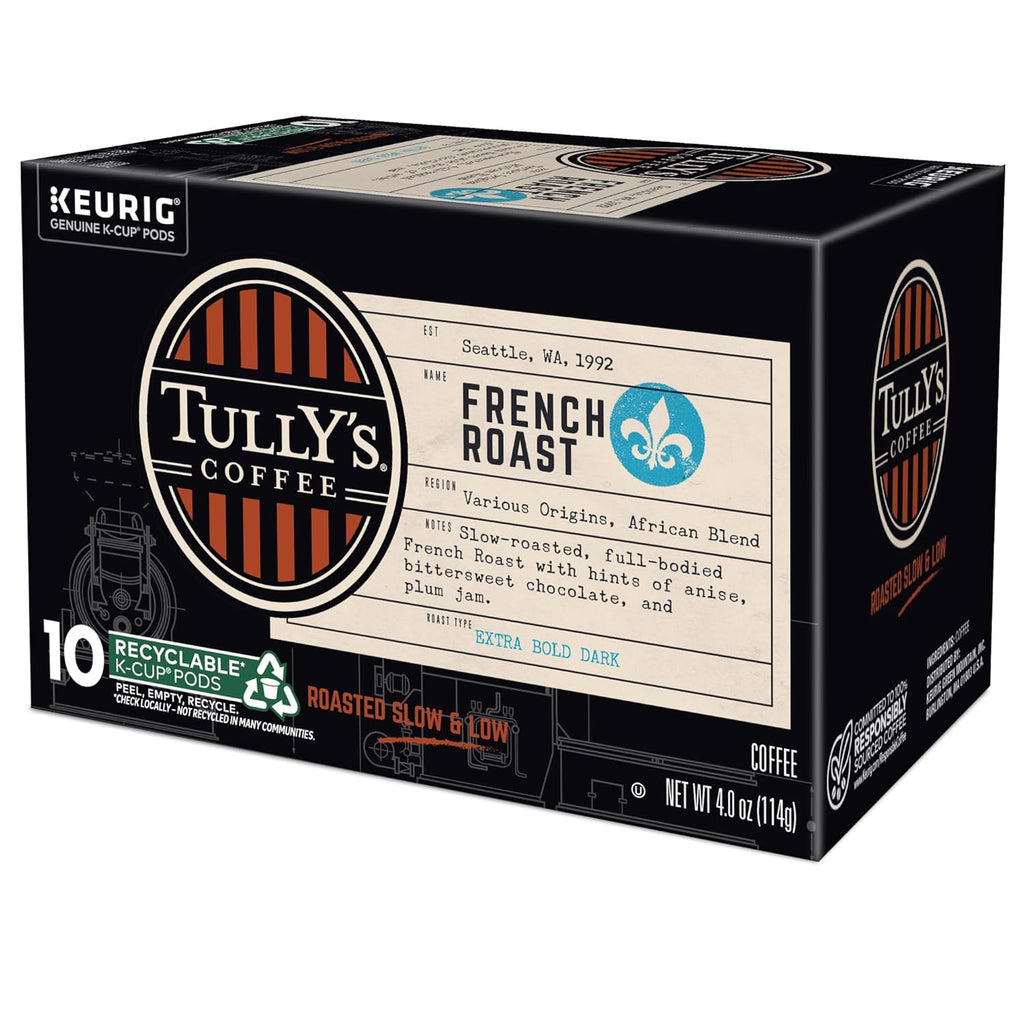 Tully's Coffee French Roast K-Cup Pods - Dark Roast Single Serve Coffee, 60 Count (6 Packs of 10)
