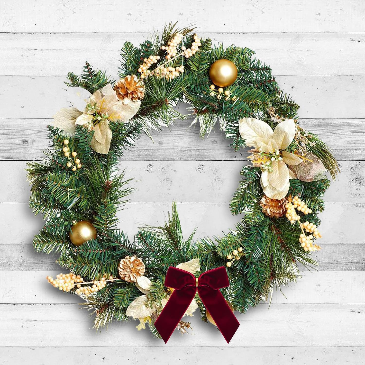 PintreeLand Red Velvet Christmas Bows - 16 Pack Decorative Twist Tie Ribbons | 3.5x3.5 Inch (Wine Red)