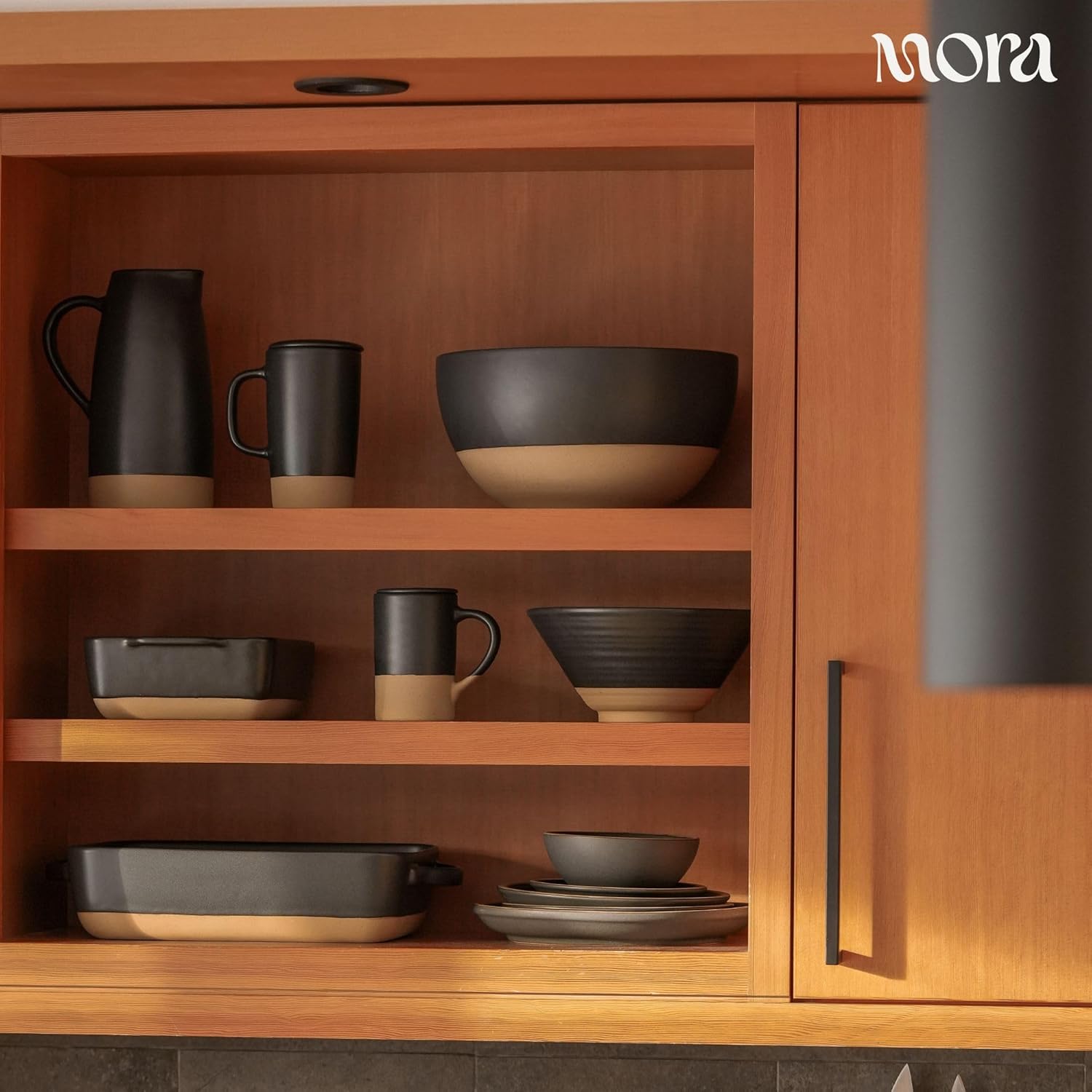 Mora Ceramic Baking Dish - Extra Deep 9x13 in Casserole Pan with Handles | Versatile Porcelain Bakeware in Liquorice