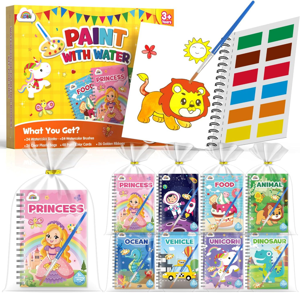 ZMLM 24 Mini Water Coloring Books for Kids - Perfect Easter Basket Stuffers for Ages 4-8