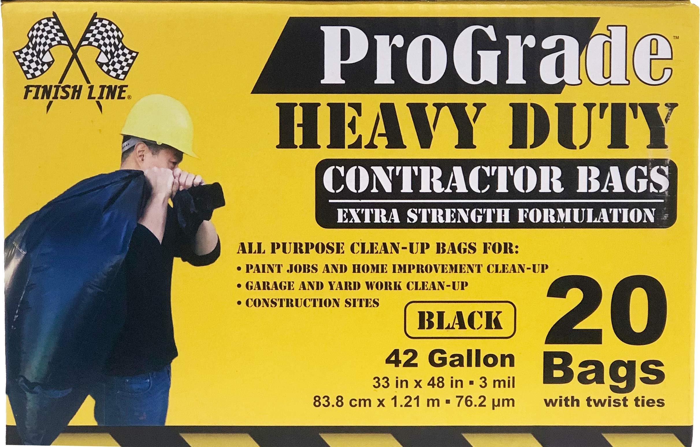 Reli. Contractor Garbage Bags 42 Gallon | 20 Trash Bags | Heavy Duty | Black Contractor