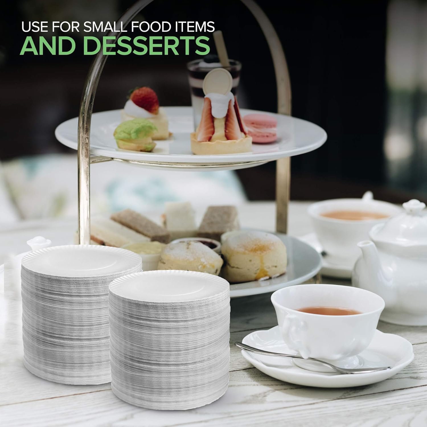 Stock Your Home 6-Inch Disposable Paper Plates - Uncoated White Dessert Plates, 100 Count