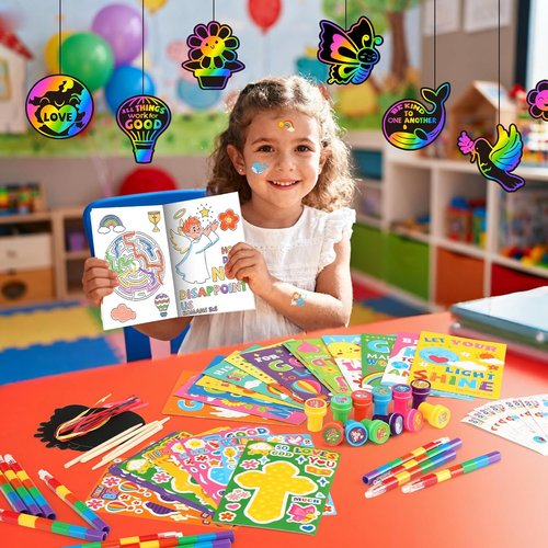 BenLouis Bible Party Favors - Christian Inspirational Coloring Set for Kids | 12 Verses Gift Prizes
