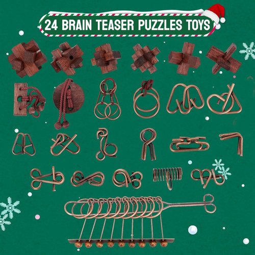 Advent Calendar 2025 - Christmas Countdown Gift Box with 24 Brain Teaser Puzzles for All Ages