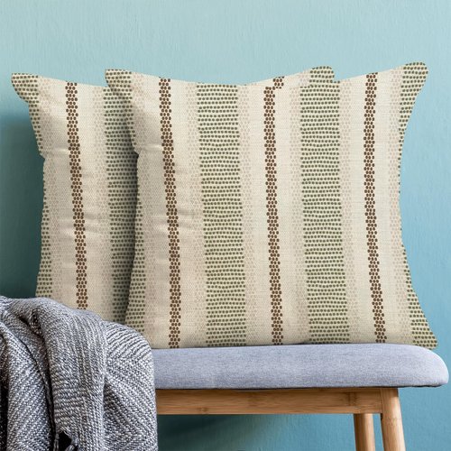 Yxuiyal Boho Pillow Covers 18x18 Set of 2 Sage Green Brown Stripes Throw Pillow Covers Outdoor Decoration Modern Abstract Decorative Pillowcase Farmhouse Linen Cushion Case Decor for Home Couch Sofa
