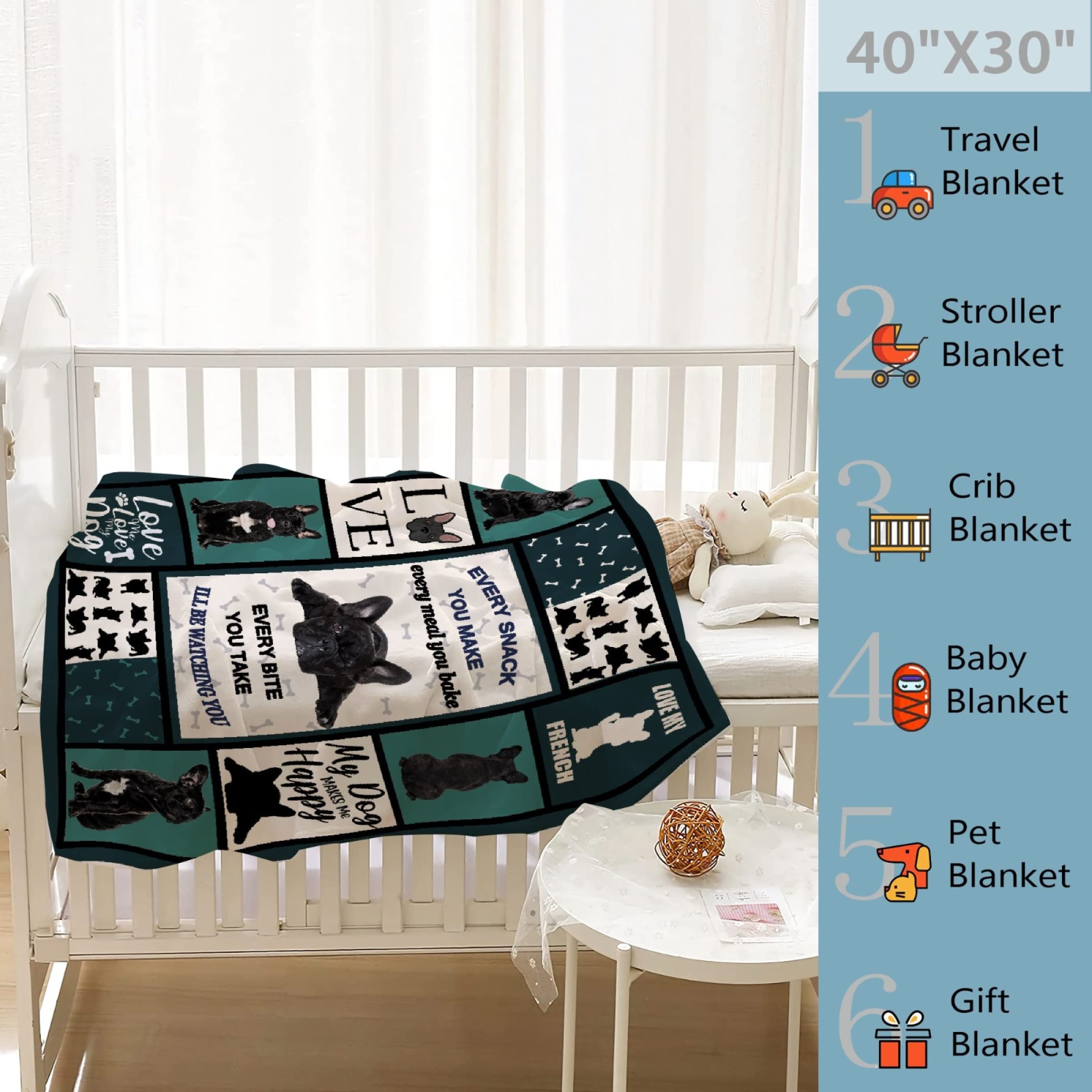 French Bulldog Throw Blanket - Super Soft Flannel Fleece Blanket for Gifts,Bedding Quilt Home Decor for Couch Sofa Bed All Season 40"x50" for Kids