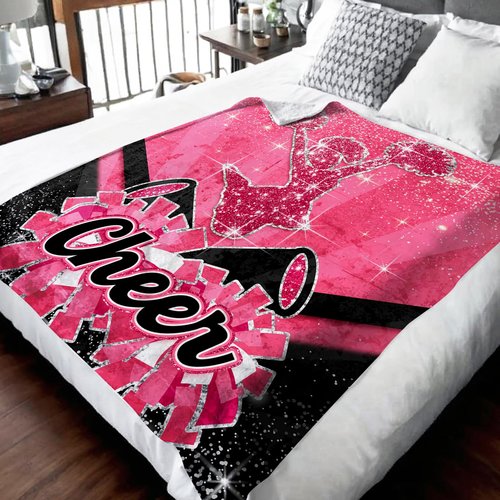 Girls Blanket, Cheerleading Throw Blankets for Kids Teens Adults Cheerleaders Team(40”x50”) Soft Cozy Pink Throw for Sofa Couch Bed Trip Car Home Decor