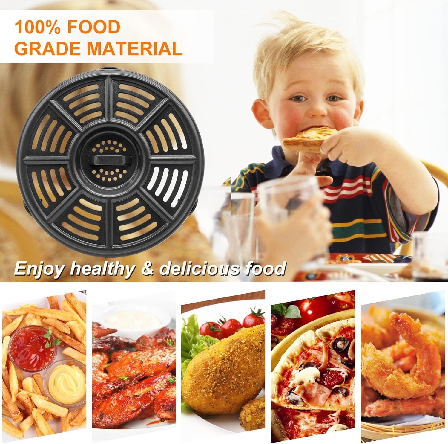 Ninja Air Fryer Accessories - 8.2'' Round Food Grade Grill Pan & Crisper Plate | Dishwasher Safe