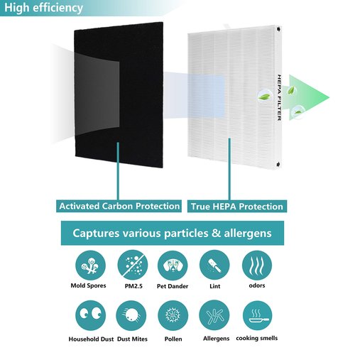 Lhari AP-1512HH True HEPA Replacement Filter, Compatible with Coway Airmega AP-1512HH and Airmega 200M Air Purifier, Compare to AP-1512HH-FP, AP-1518R, AP-1519P Air Filter, Item NO #3304899, 2-Pack