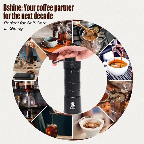 Bshine manual coffee bean grinder with Carrying Case,Numerical External Adjustable,conical burr hand crank coffee grinder mini molino para cafe,moledor de cafe de grano molino para cafe