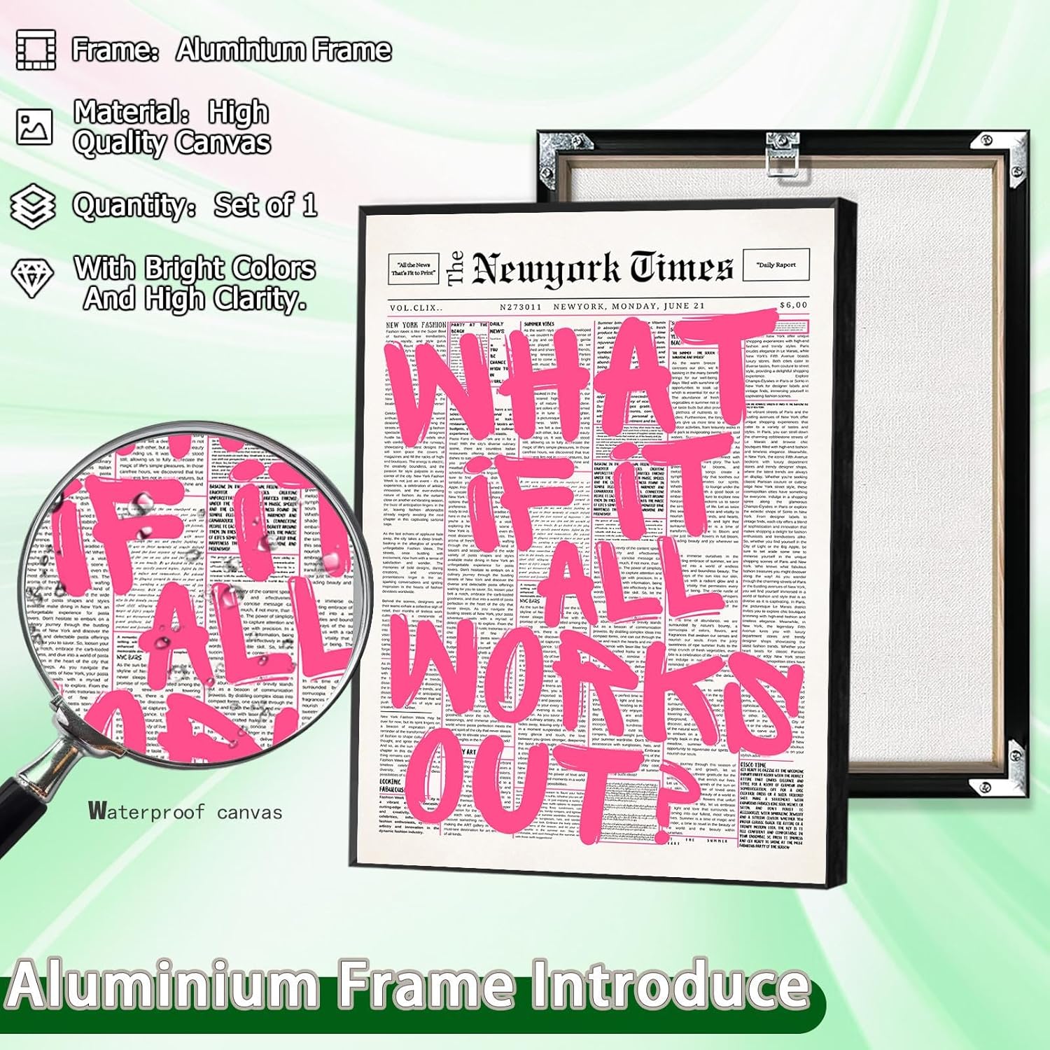 Skiennix Wall Art - Inspirational "What If It All Works Out" Canvas Print | Black & White 16x24in Framed Decor
