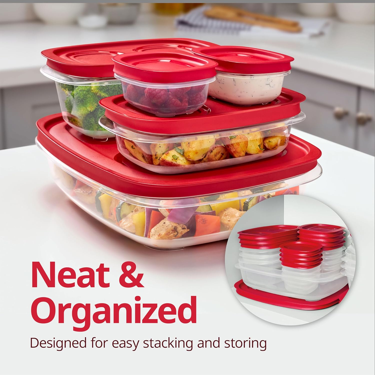 Rubbermaid EasyStore Food Storage Containers - 14-Piece Set with Lids for Organized Kitchen