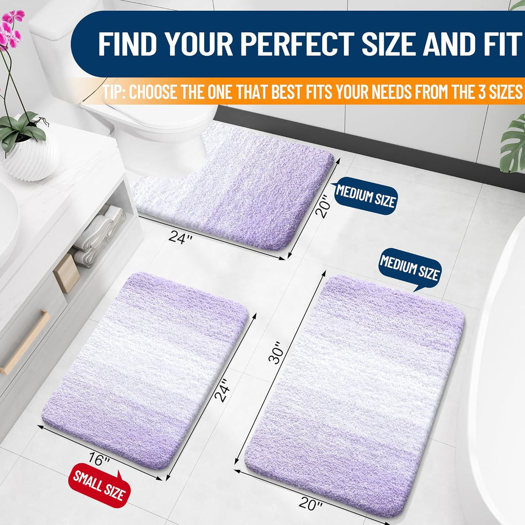 OLANLY Bathroom Runner Rug - Extra Soft Microfiber Mat with Rubber Backing | 47x17, Quick Dry, Light Purple