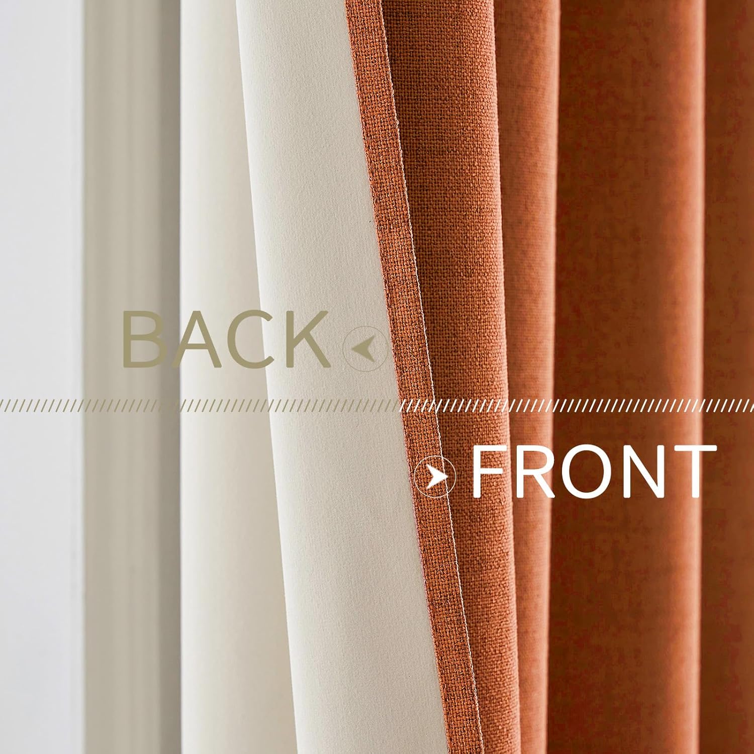 MIULEE Blackout Linen Curtains - 100% Thermal Insulated Grommet Drapes | Orange, 52 x 90 Inch (2 Panels)