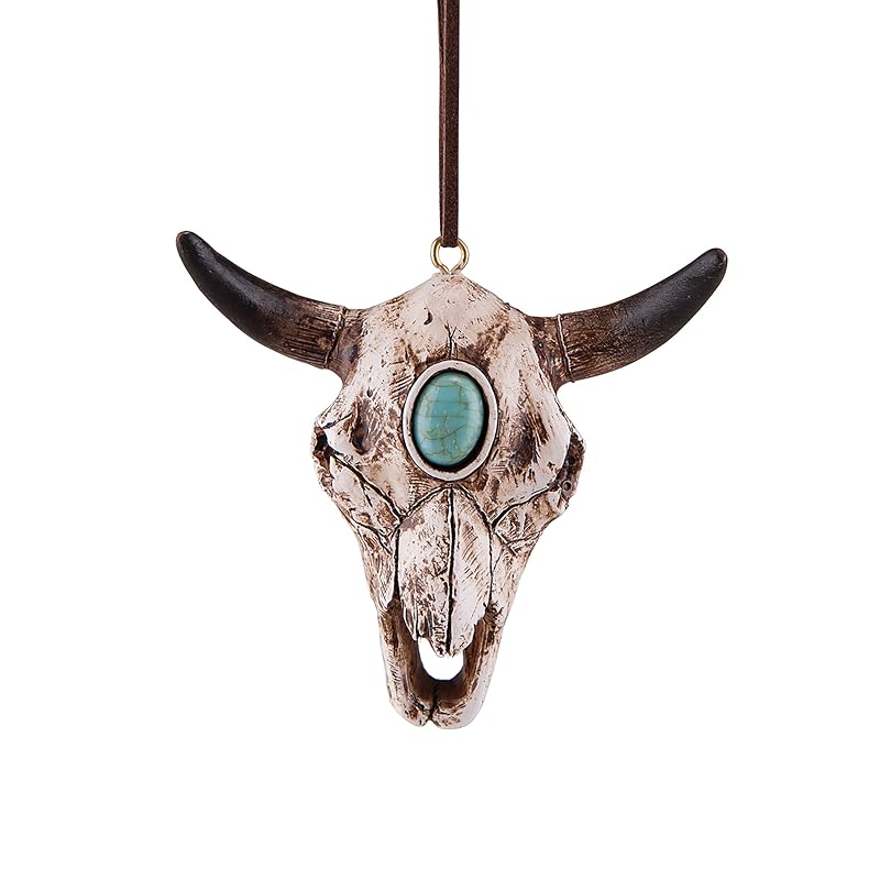 Steer Skull Hanging Ornament - Southwestern Rustic Cattle Decor