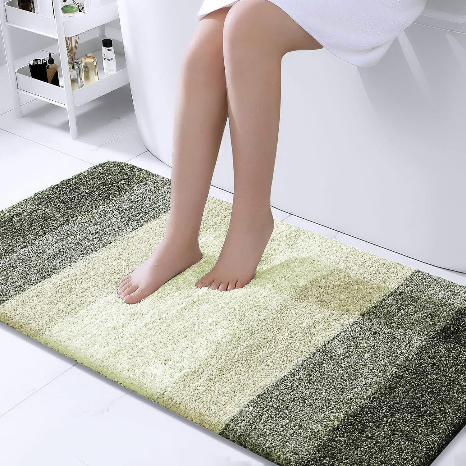 OLANLY Large Bathroom Rug Mat - Extra Soft Microfiber, Quick Dry & Washable | 40x24 Dark Green