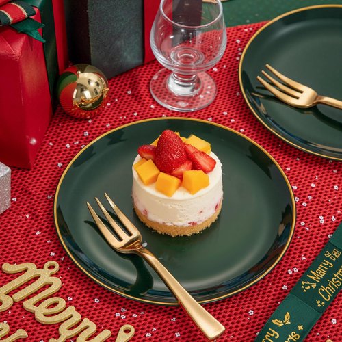 Festiva 200Pcs Green Dessert Plates 6.3" with Plastic Forks 5"- Small Disposable Plates- Dessert/Cake/Appetizer Plastic Plates include 100Plates 100Forks for Birthday Party&St.Patrick's Day& Easter