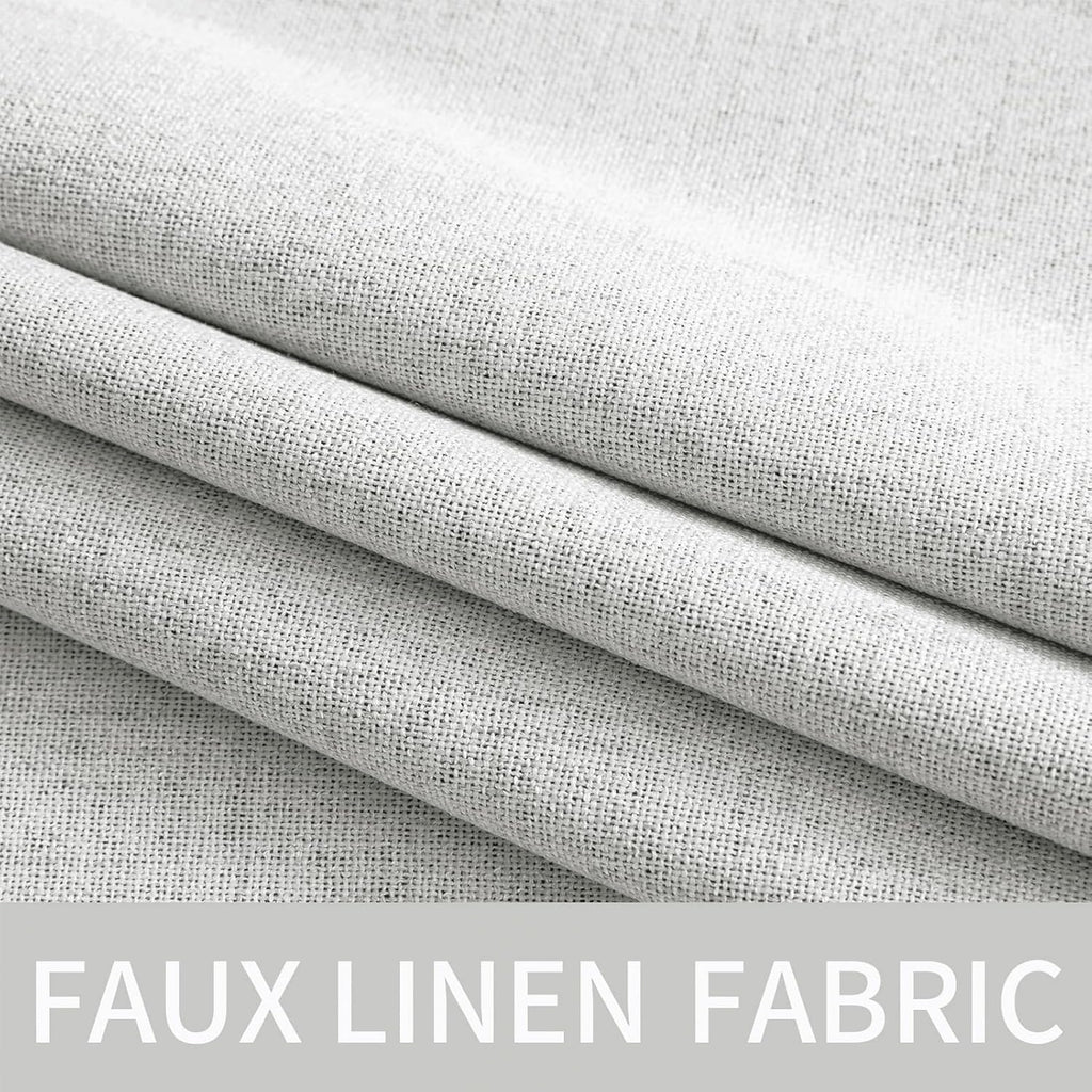 MIULEE 100% Blackout Linen Textured Curtains - Thermal Insulated Heathered White Drapes | 52 x 72 Inch (2 Panels)