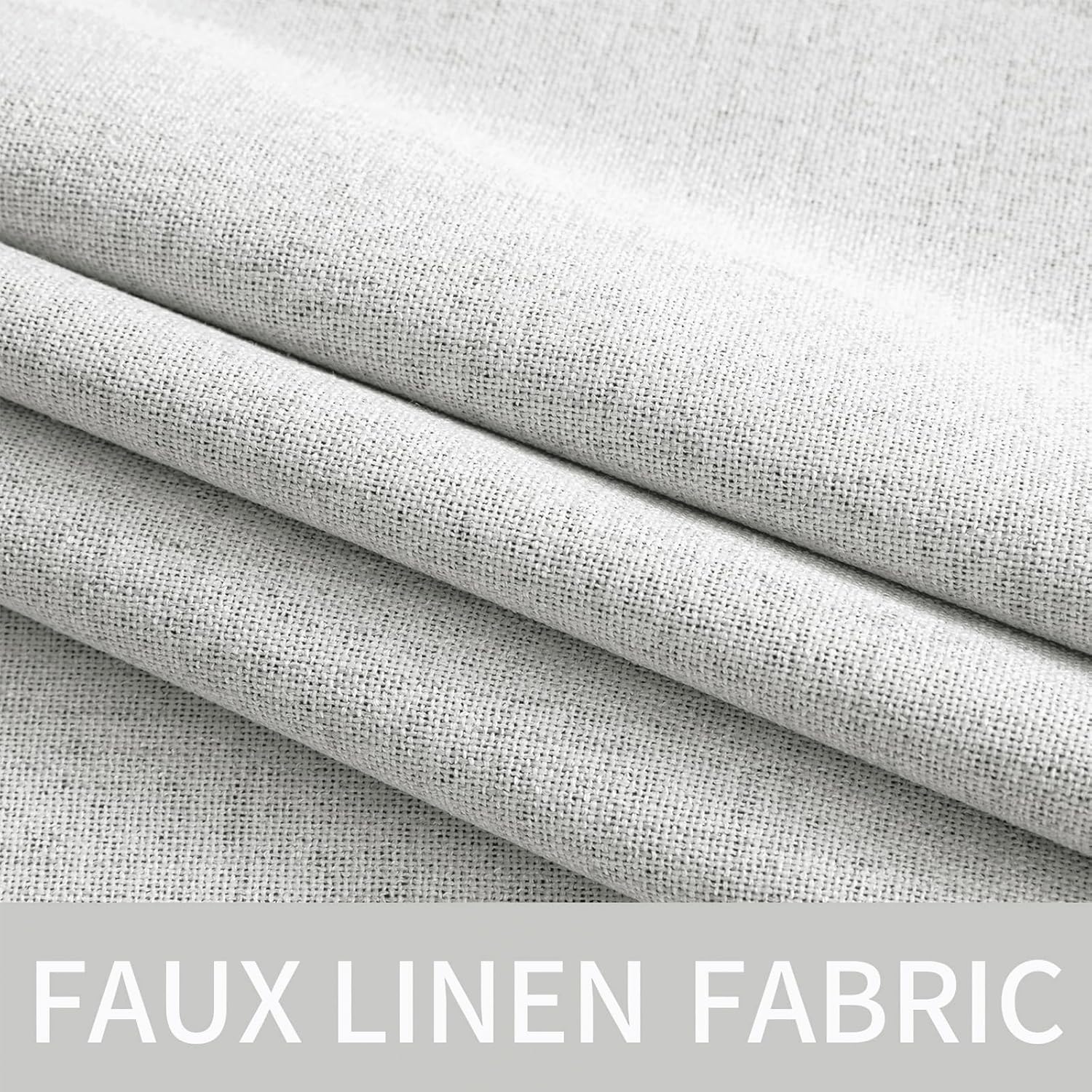 MIULEE 100% Blackout Linen Textured Curtains - Thermal Insulated Heathered White Drapes | 52 x 72 Inch (2 Panels)
