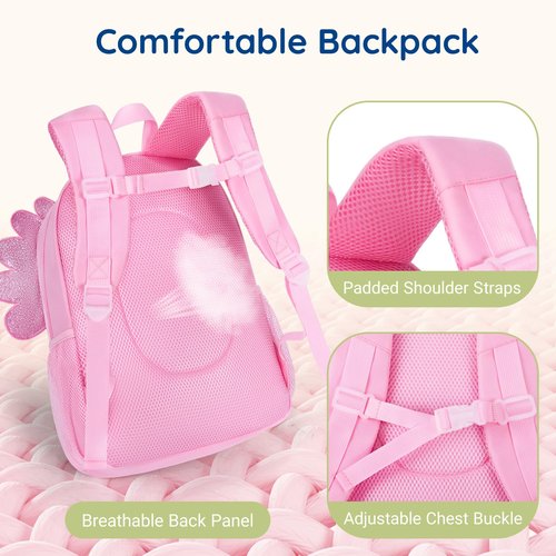 mommore Kids Backpack Preschool Kindergarten Backpack for Girls 4-6 Butterfly Girl Bookbag 15” for Elementary School
