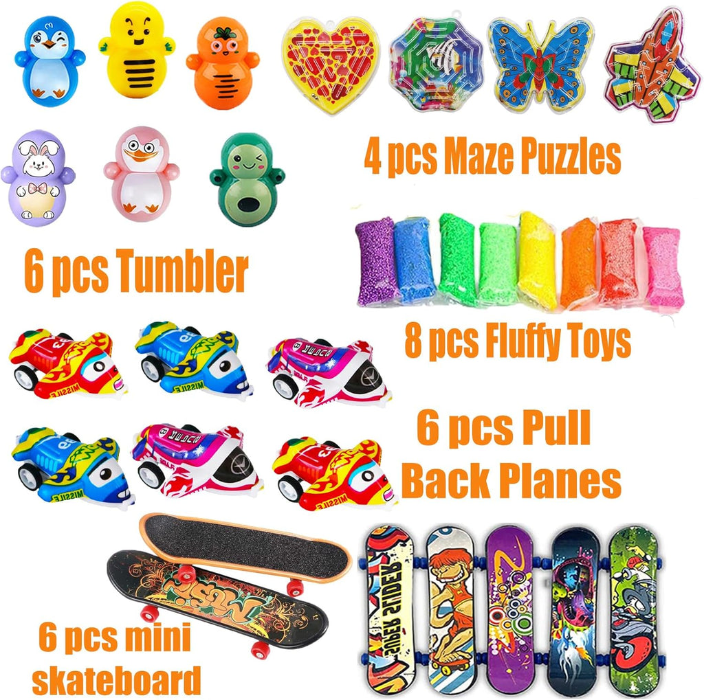 Pebatoor 124 PCS Pop Party Favors - Fidget Treasure Box Toys for Kids | Ideal for Goodie Bags & Pinata Fillers