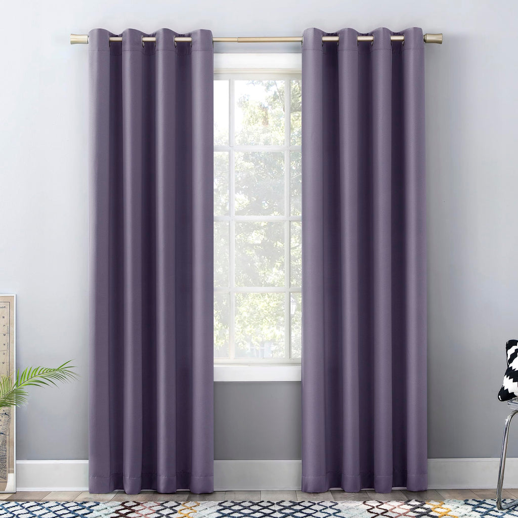 Sun Zero Barrow 2-Pack Energy Saving Grommet Curtain Panel Pair, Lavender, 54" W x 84" L (2 Panels)