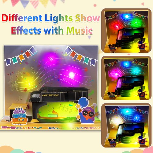 GREETING ART Musical Birthday Cards, Piano Birthday Card With Music and Light, 3D Piano Card, Piano Pop Up Card, Piano Greeting Cards for Men Women