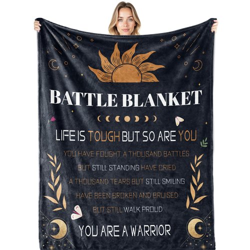 cow print Get Well Gifts Blanket for Women - Cancer Care Gifts for Her Him - Healing Thoughts Inspirational Positive Quote Battle Blanket Sympathy Gifts for Her