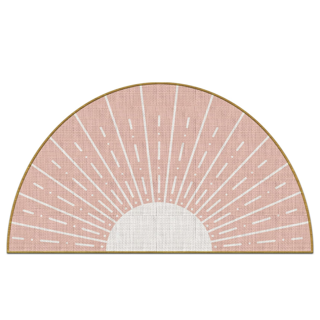 Mingnei Pink Boho Linen Doormat for Home, Kitchen, Girls Room Entrance - Bohemian Style, Mid Century Modern, Indoor/Outdoor Welcome Mat 30x17