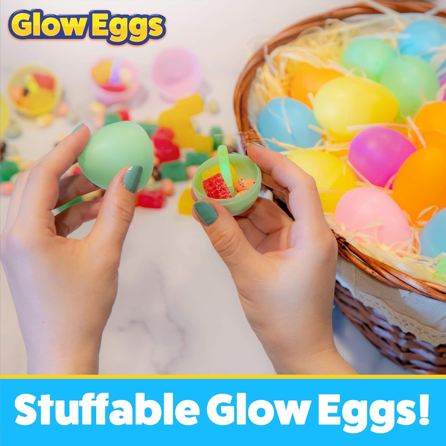 PartySticks 24 Glow Eggs & 72 Mini Glow Sticks - Glow-in-the-Dark Easter Basket Stuffers for Kids & Teens
