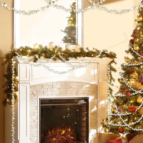 16 Feet Christmas Garland Christmas Tree Crystal Beads Garland Clear Iridescent Large Twinkle Ice Double Twist Christmas Tree Garland Perfect for Winter and Xmax Tree Decorations and Home Décor (Gold)